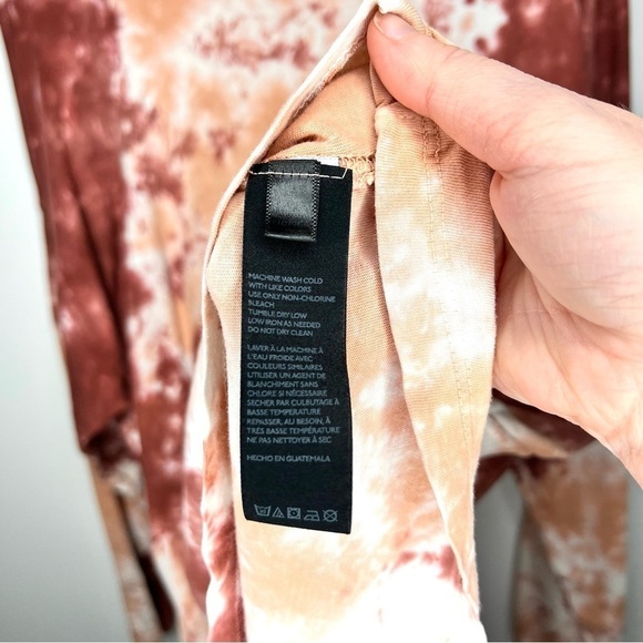 Free People We The Free Long Sleeve Oversized Pink Maroon Tie Dye Shirt Medium - Picture 6 of 14